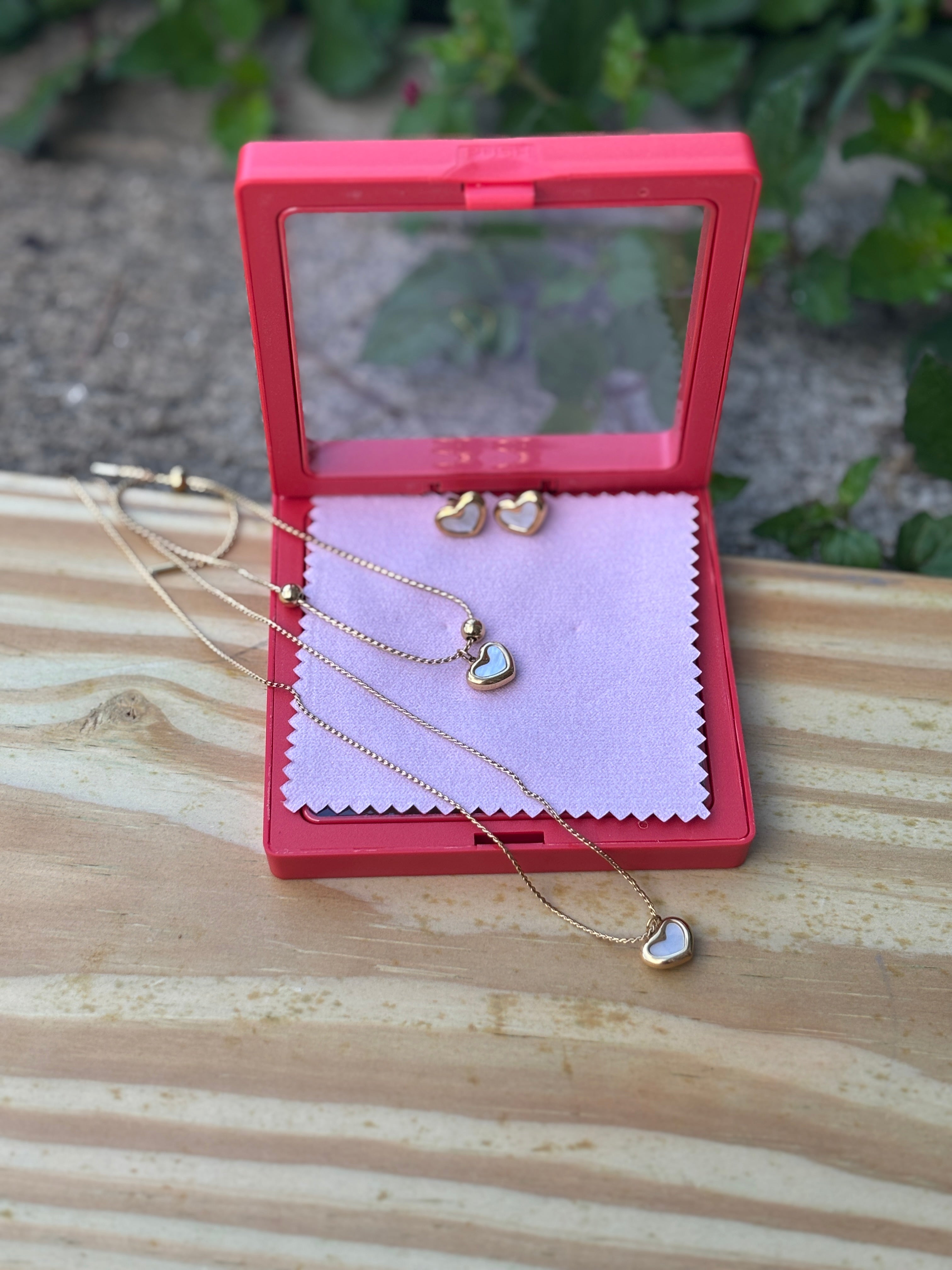 Set Corazón Dorado Nácar